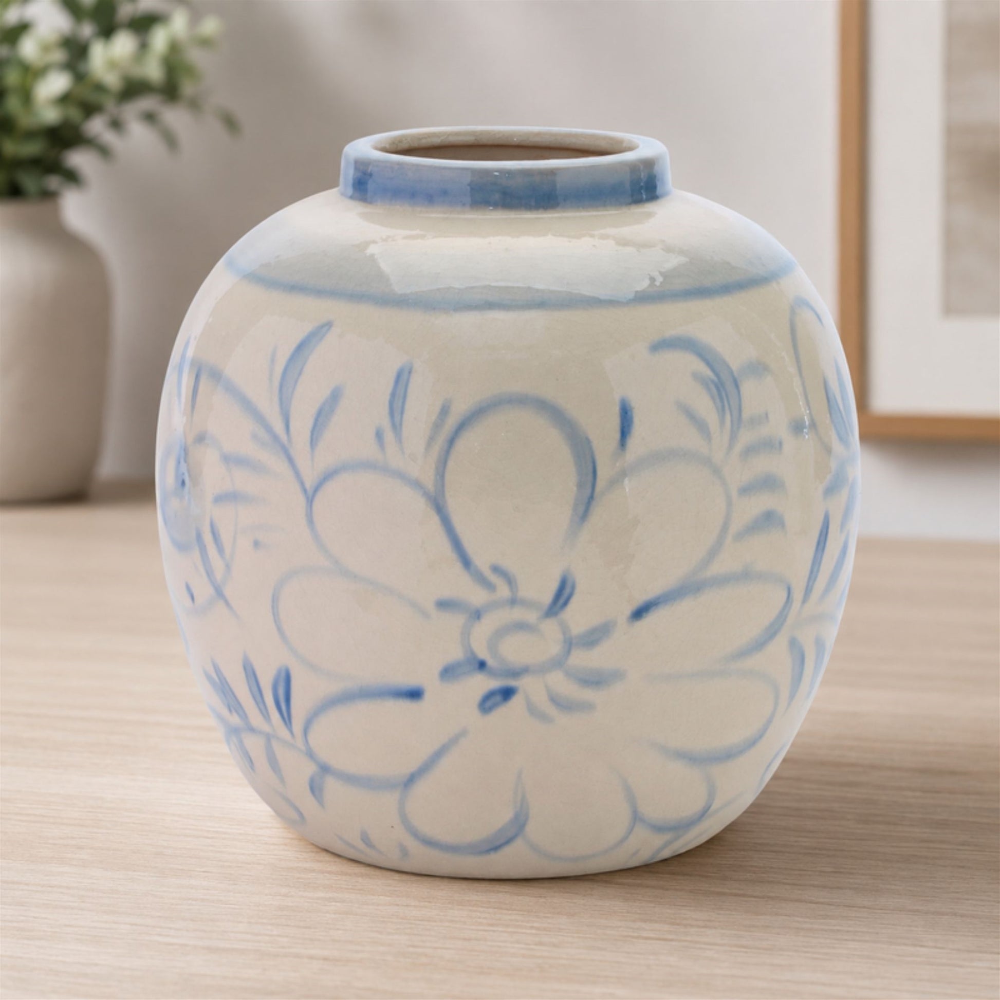 Floral Stoneware Vase 9.25"H alternate view 2