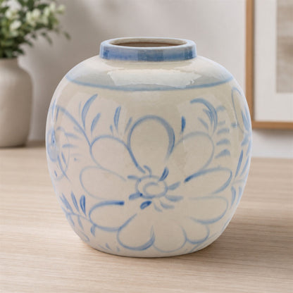 Floral Stoneware Vase 9.25"H alternate view 2