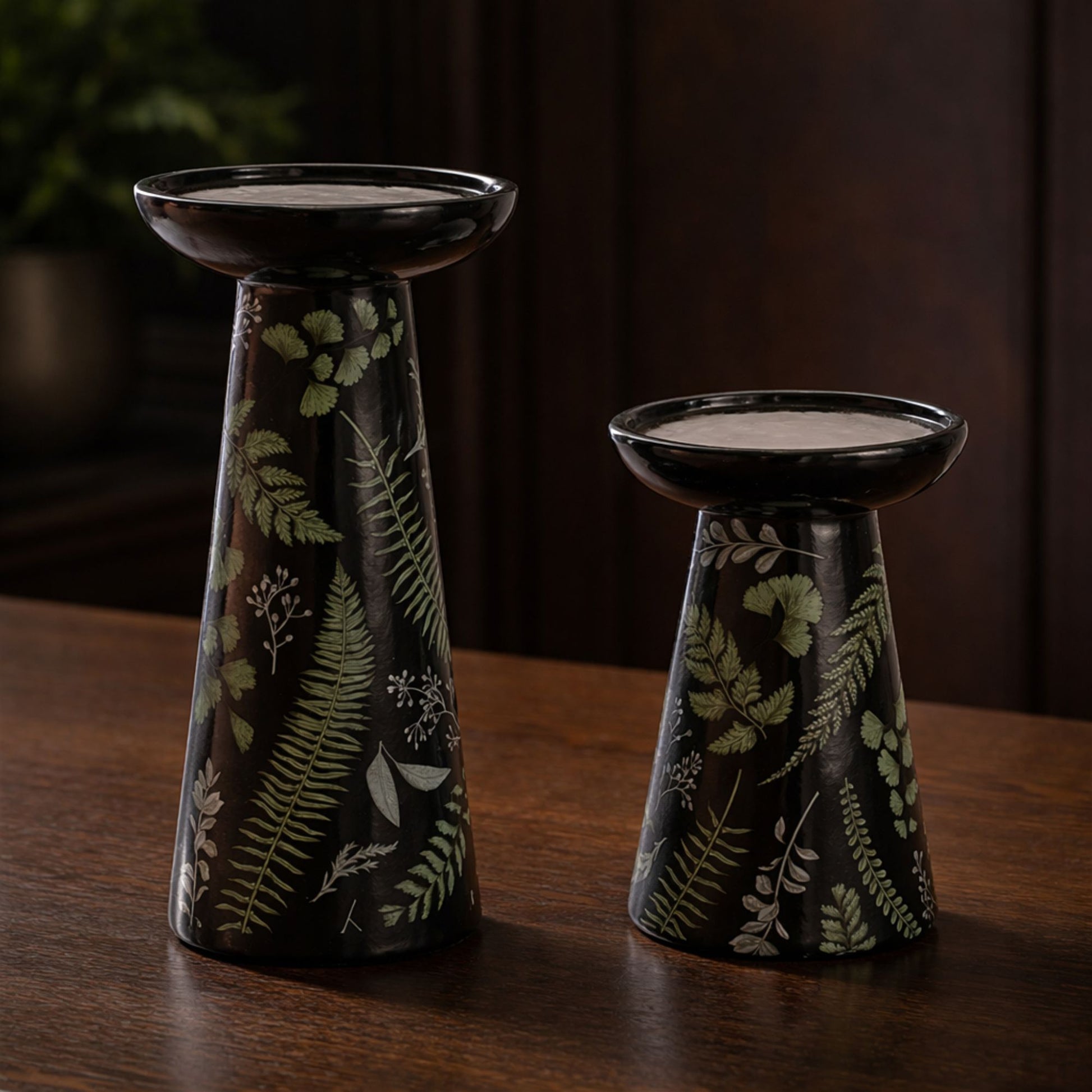 Ceramic Botanical Print Candle Holders (Set of 2) alternate view 2