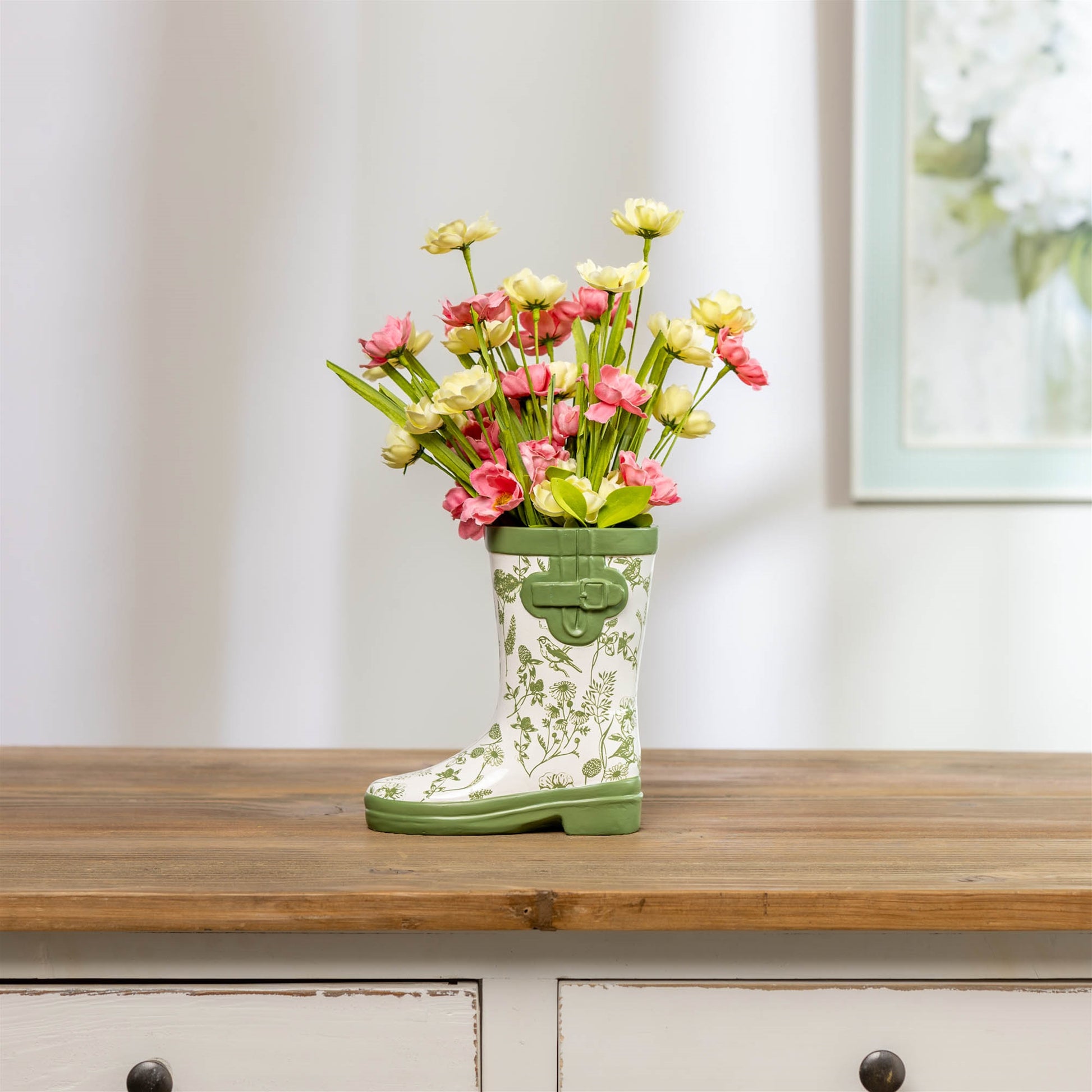 Floral Print Rain Boot Vase 7"H alternate view 2