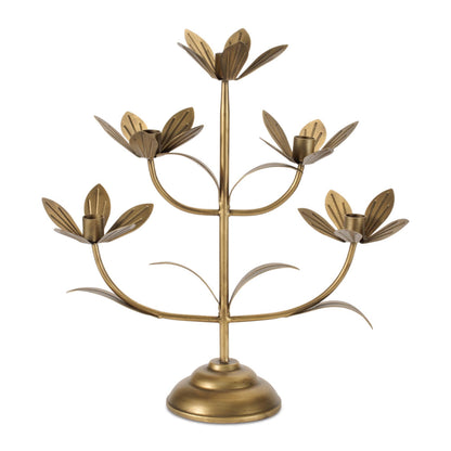 Sculpted Floral Candelabra 16.75"H