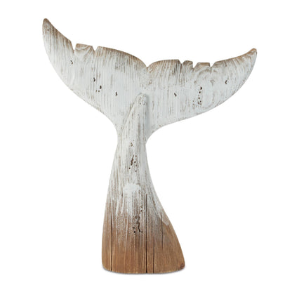 Distressed Wood Whale Tail Décor 20"H
