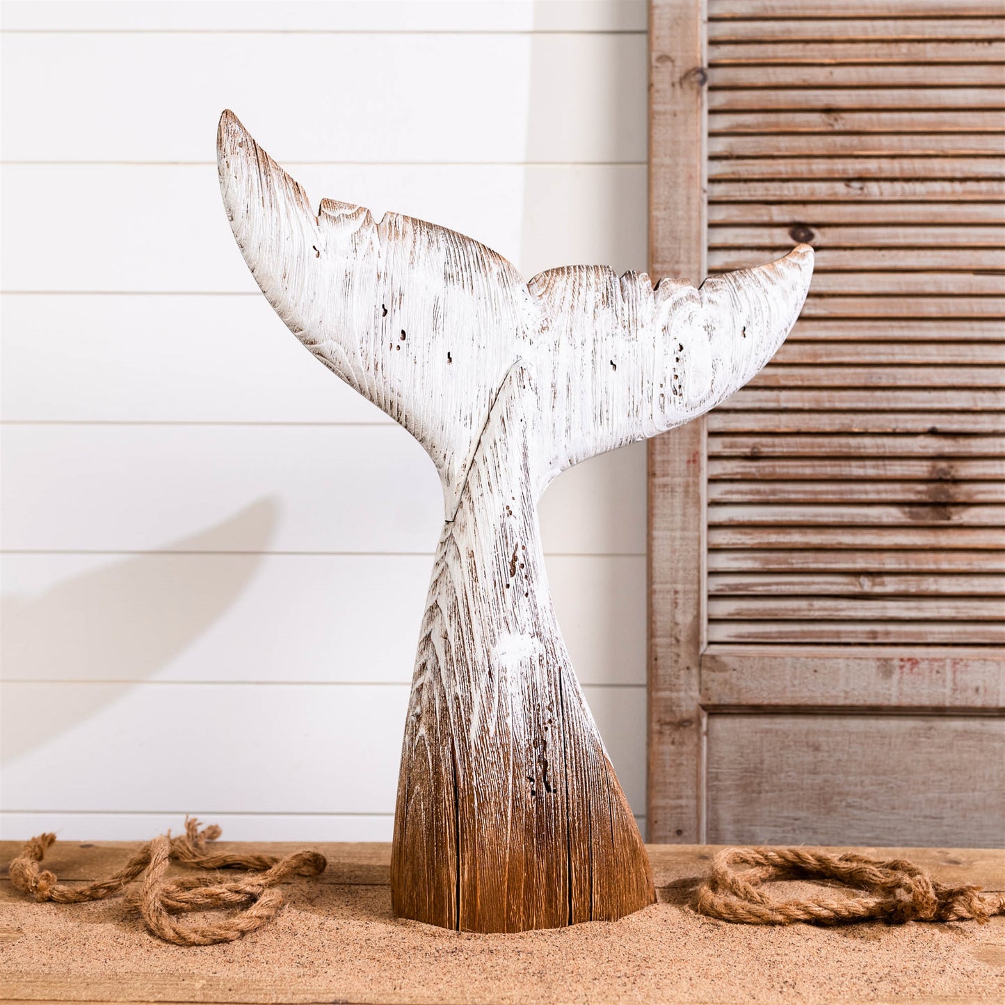 Distressed Wood Whale Tail Décor 20"H alternate view 2
