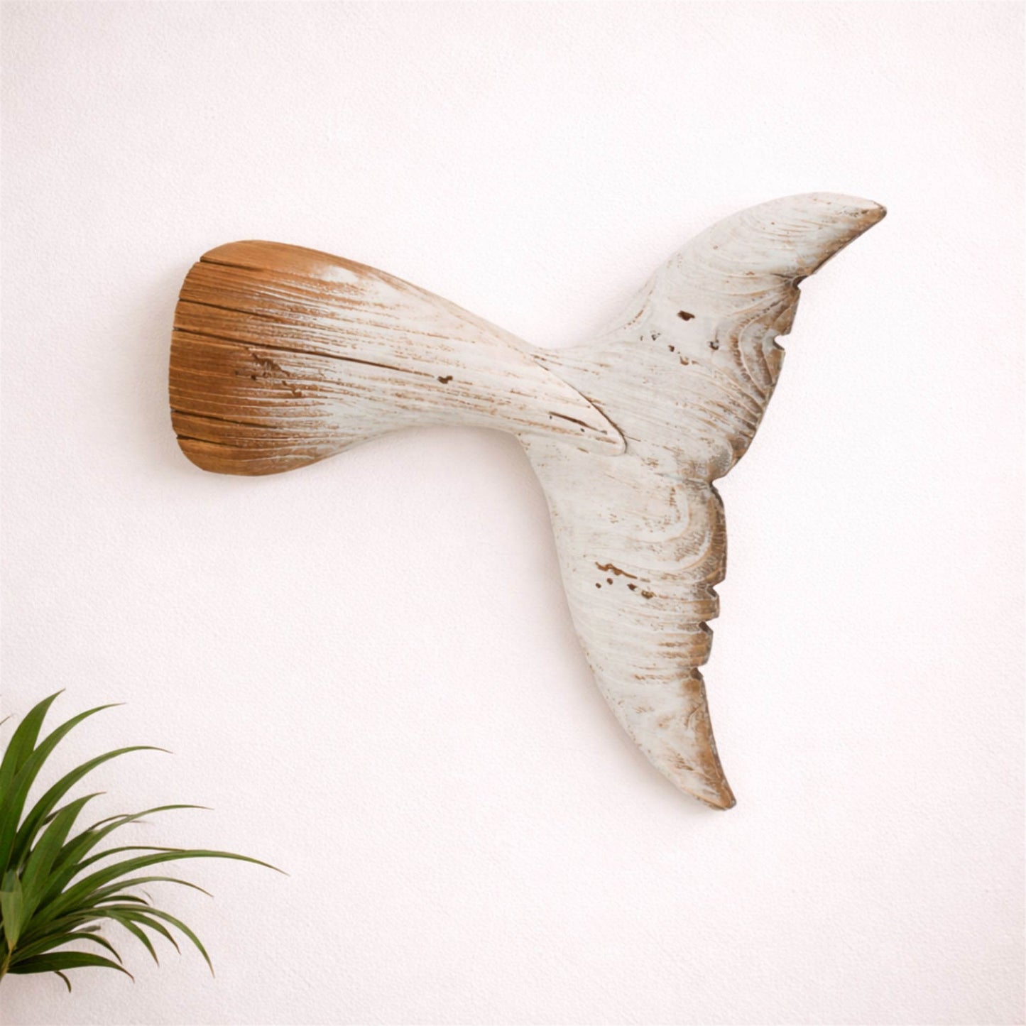 Distressed Wood Whale Tail Wall Art 15"H alternate view 2