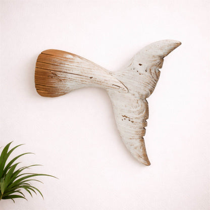 Distressed Wood Whale Tail Wall Art 15"H alternate view 2