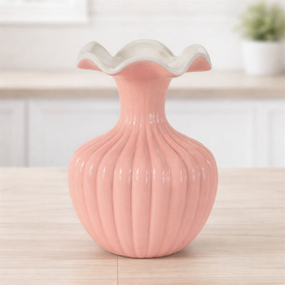 Ribbed Ruffle Rim Vase 8"H alternate view 2