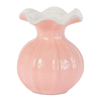Ribbed Ruffle Rim Vase (Set of 2)