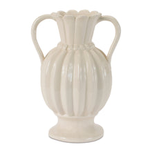 Stoneware led Ribbed Vase 9"H
