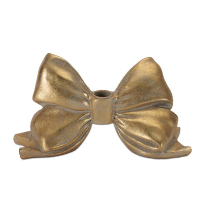 Sculpted Bow Taper Candle Holder 5"H