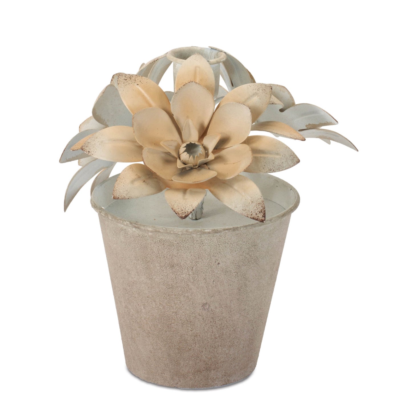 Sculpted Metal Flower Pot Taper Candle Holder (Set of 2) alternate view 3