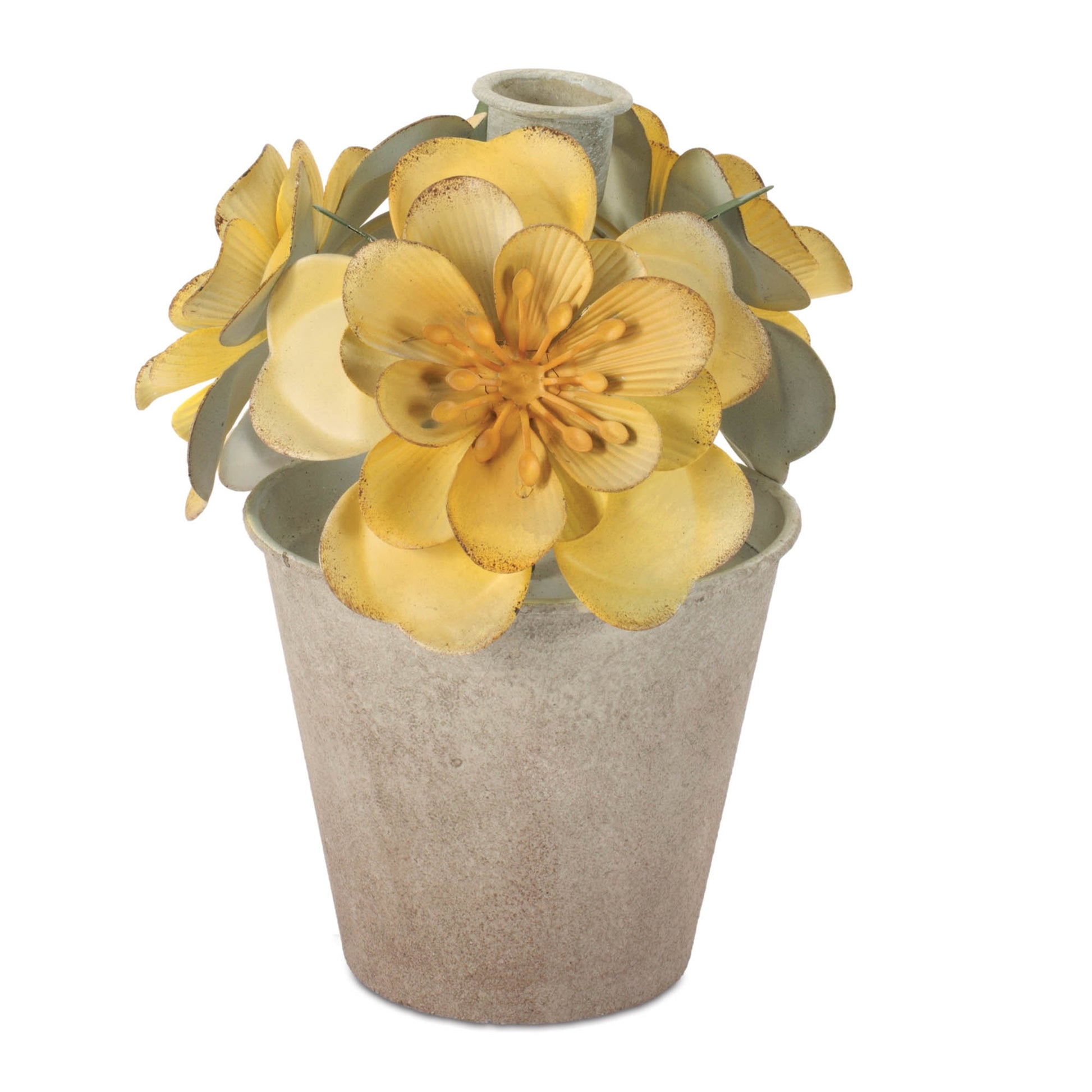Sculpted Metal Flower Pot Taper Candle Holder (Set of 2) alternate view 4