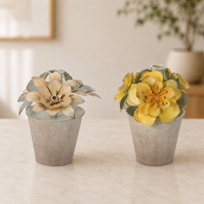 Sculpted Metal Flower Pot Taper Candle Holder (Set of 2) alternate view 2