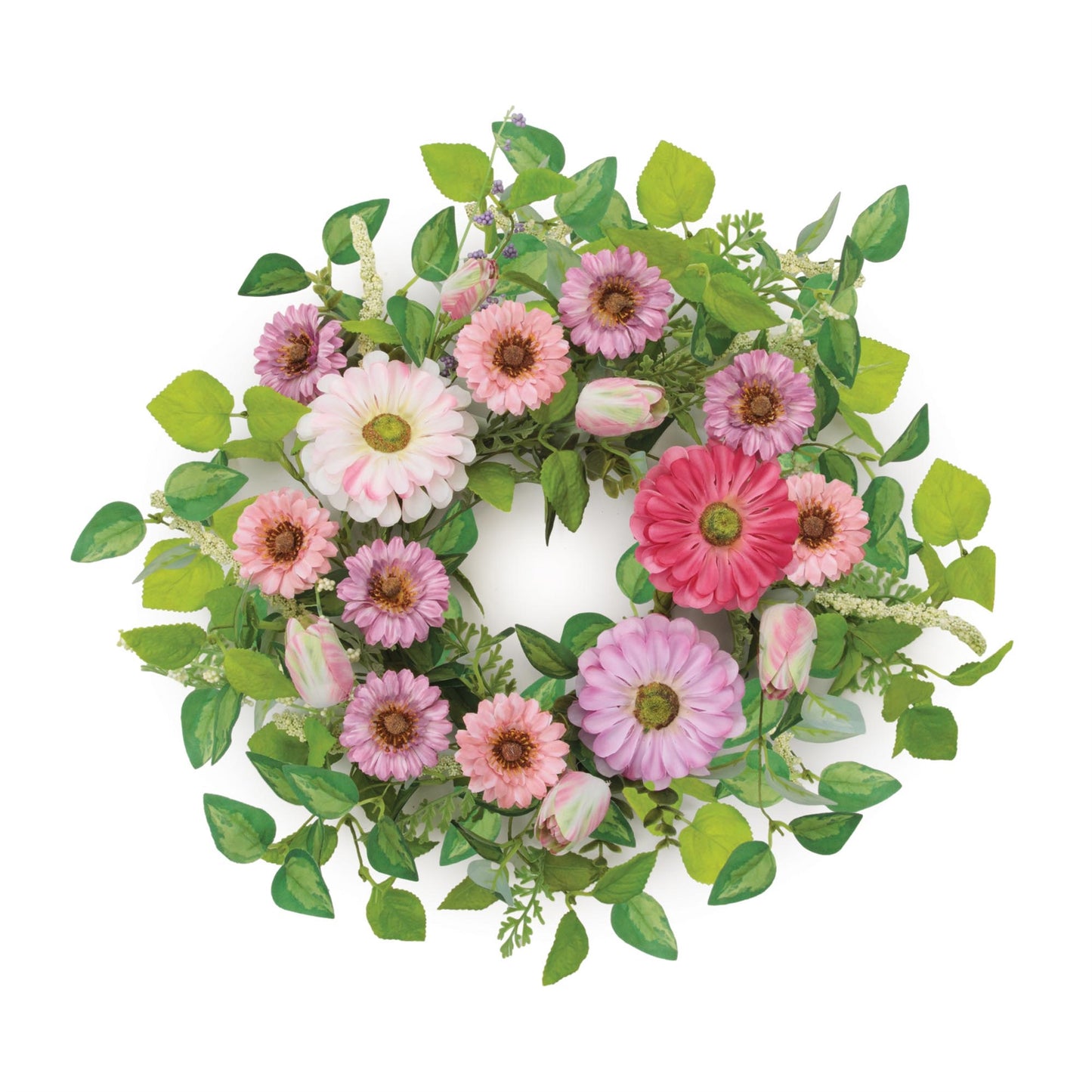 Zinnia and Tulip Floral Candle Ring 17"D