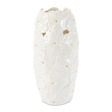 White Floral Embossed Ceramic Vase (Set of 2)