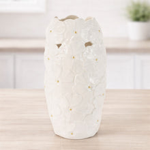 White Floral Embossed Ceramic Vase (Set of 2) alternate view 2