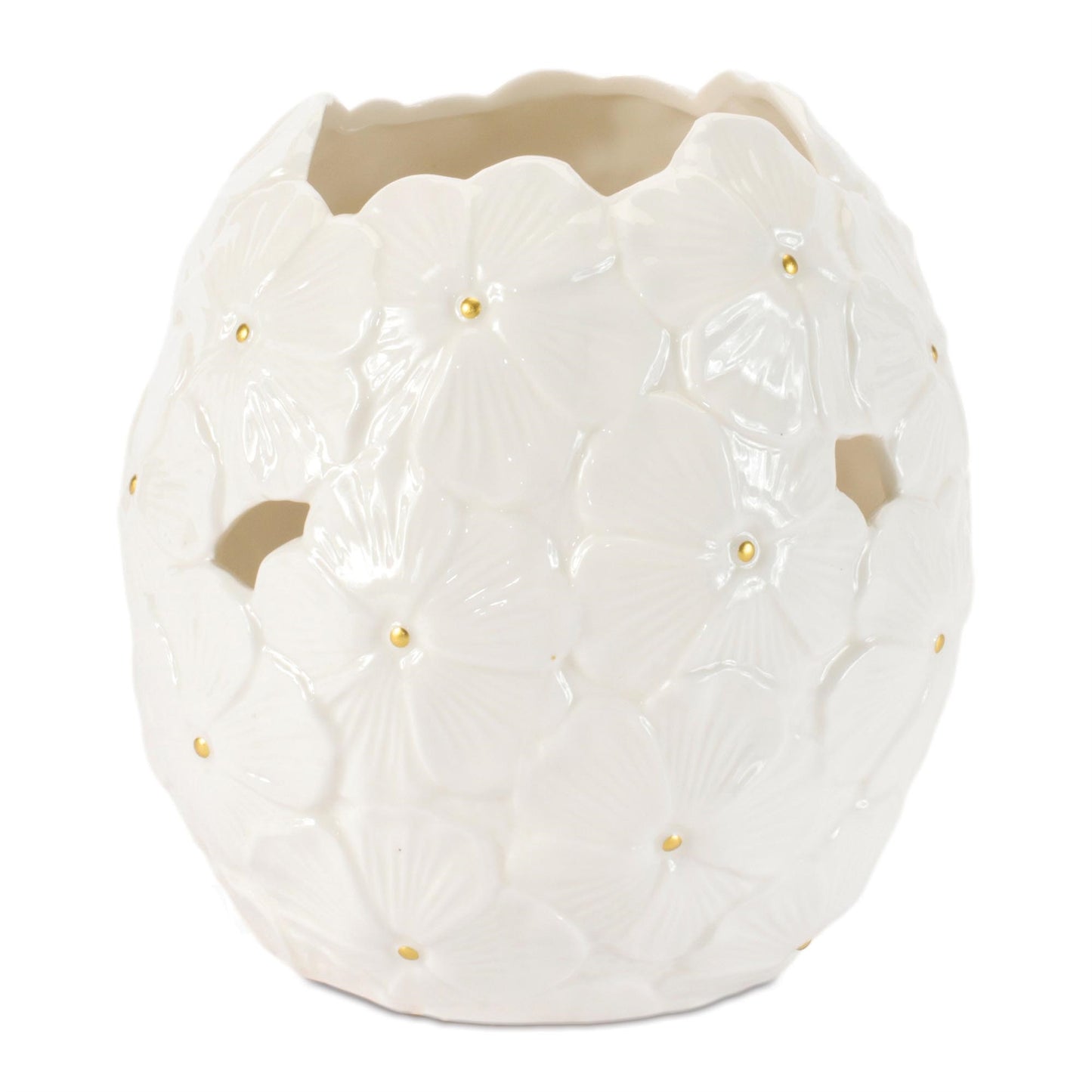 White Floral Embossed Ceramic Vase (Set of 2)