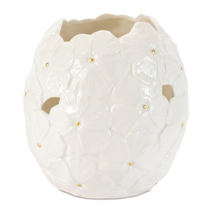 White Floral Embossed Ceramic Vase (Set of 2)