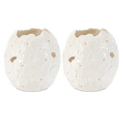 White Floral Embossed Ceramic Vase (Set of 2) alternate view 3