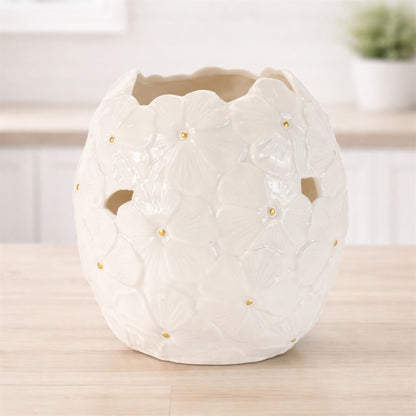 White Floral Embossed Ceramic Vase (Set of 2) alternate view 2