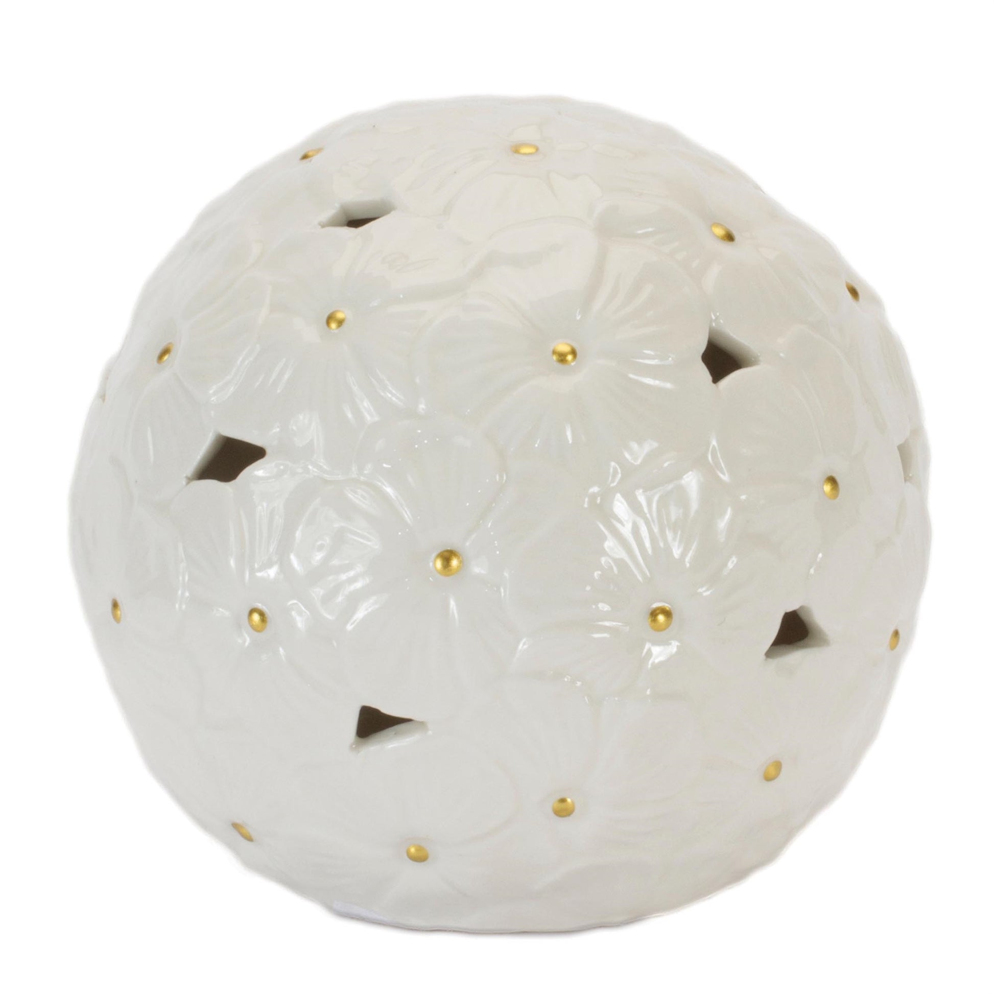 Floral Embossed Ceramic Orb (Set of 2)