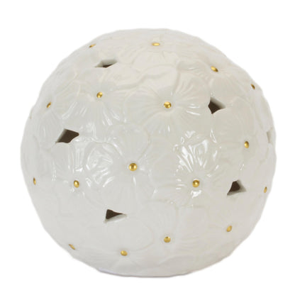 Floral Embossed Ceramic Orb (Set of 2)