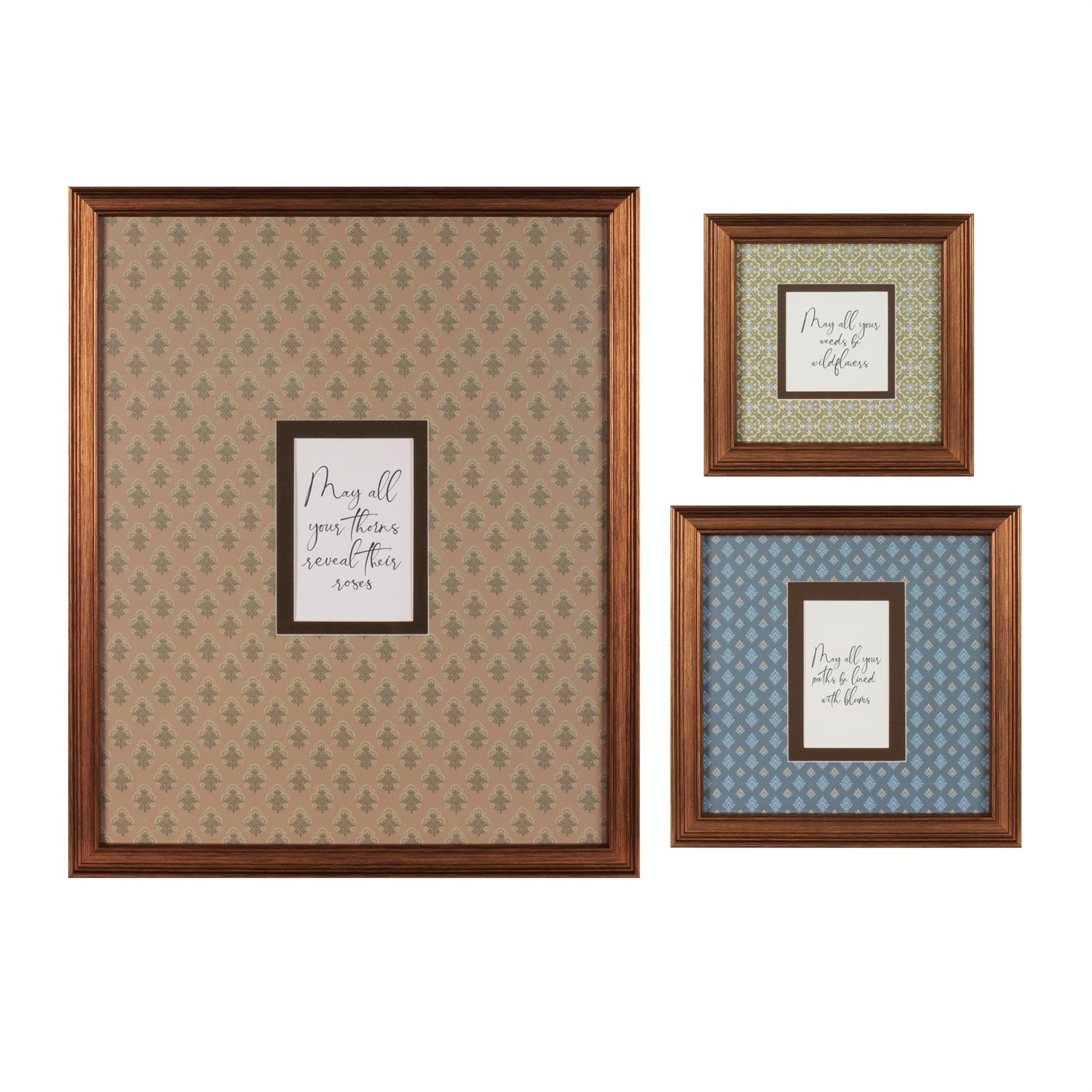 Framed Floral Proverb Wall Art (Set of 3)