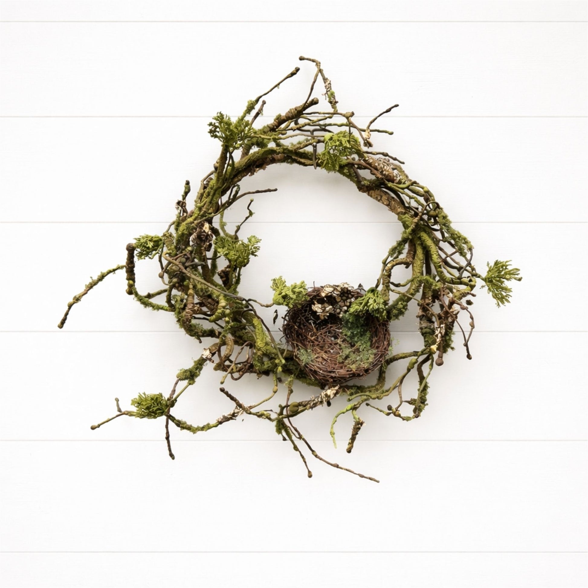 Mossy Twig Wreath with Birds Nest 12"D alternate view 2