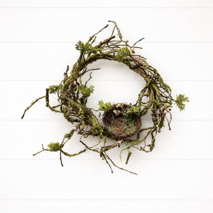 Mossy Twig Wreath with Birds Nest 12"D alternate view 2