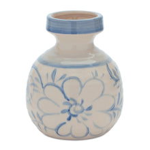 Floral Stoneware Vase 7"H