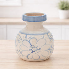Floral Stoneware Vase 7"H alternate view 2
