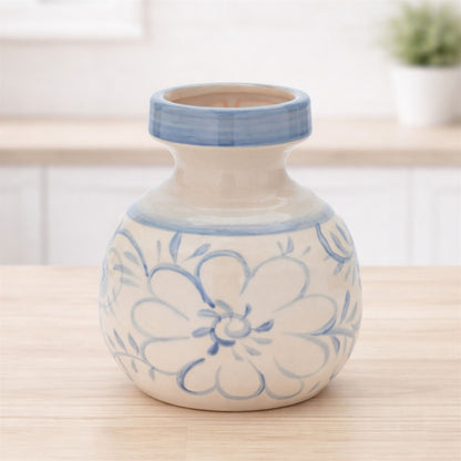 Floral Stoneware Vase 7"H alternate view 2