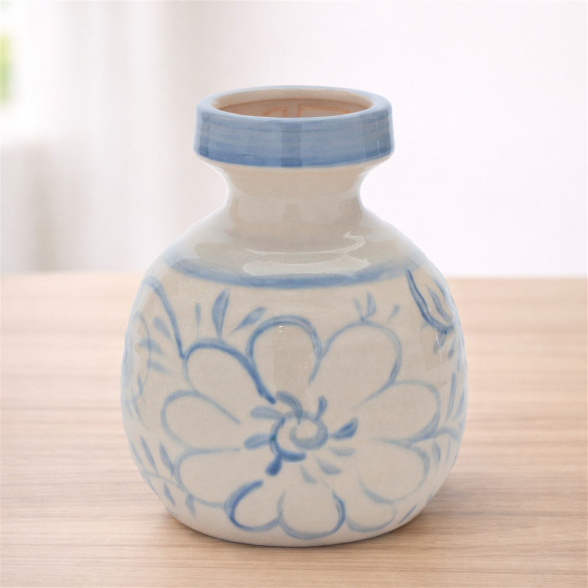 Floral Stoneware Vase 7"H alternate view 3