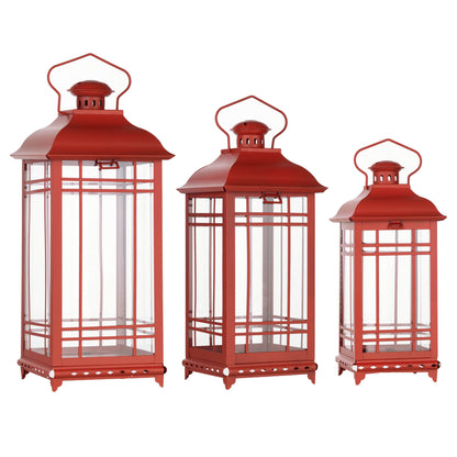 Traditional Red Metal Lantern (Set of 3) alternate view 4