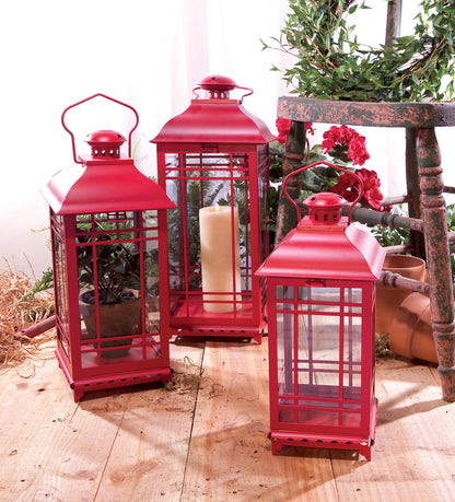 Traditional Red Metal Lantern (Set of 3) alternate view 5