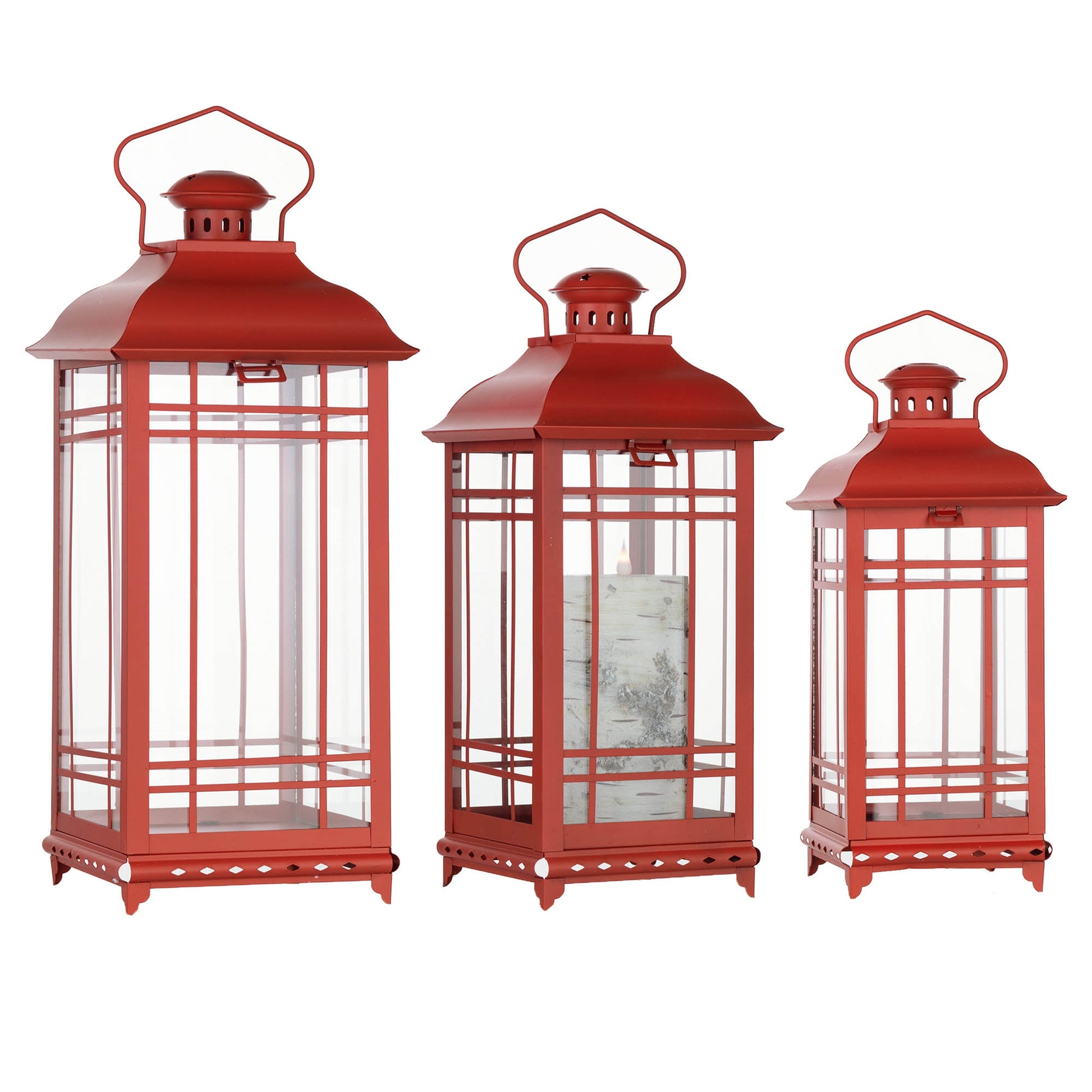Traditional Red Metal Lantern (Set of 3) alternate view 8