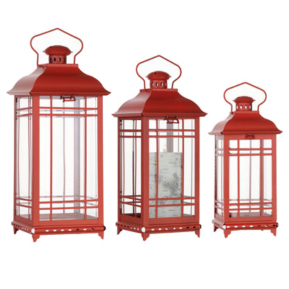 Traditional Red Metal Lantern (Set of 3) alternate view 8