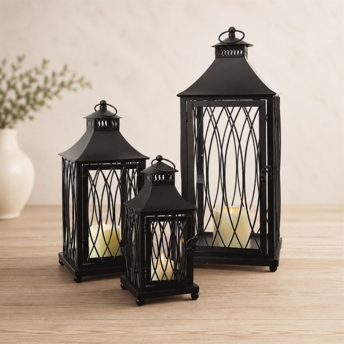 Traditional Black Metal Lantern (Set of 3) alternate view 2