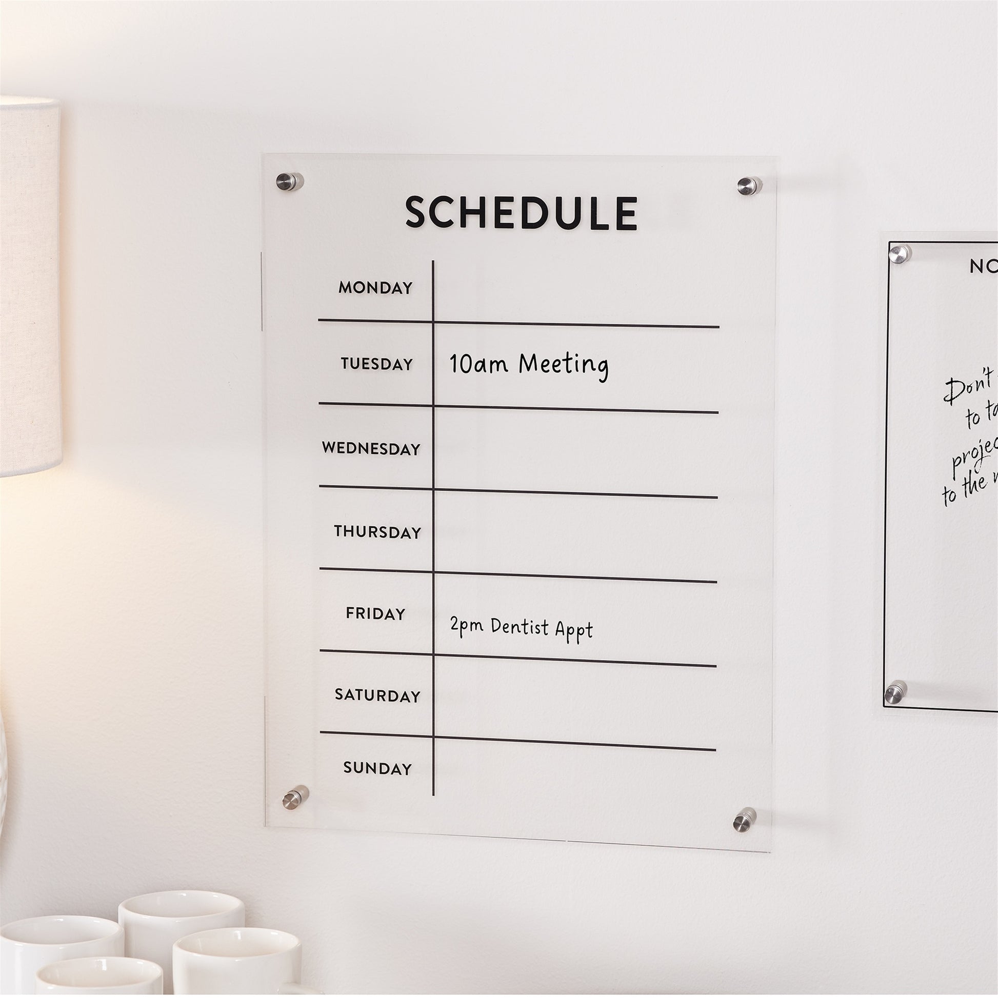 Acrylic Dry Erase Weekly Calender 19"H alternate view 2