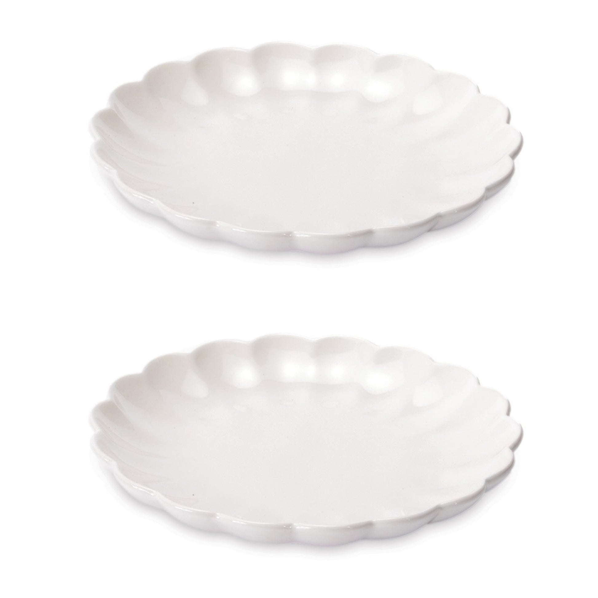 White Scalloped Stoneware Dinner Plate (Set of 2) alternate view 3