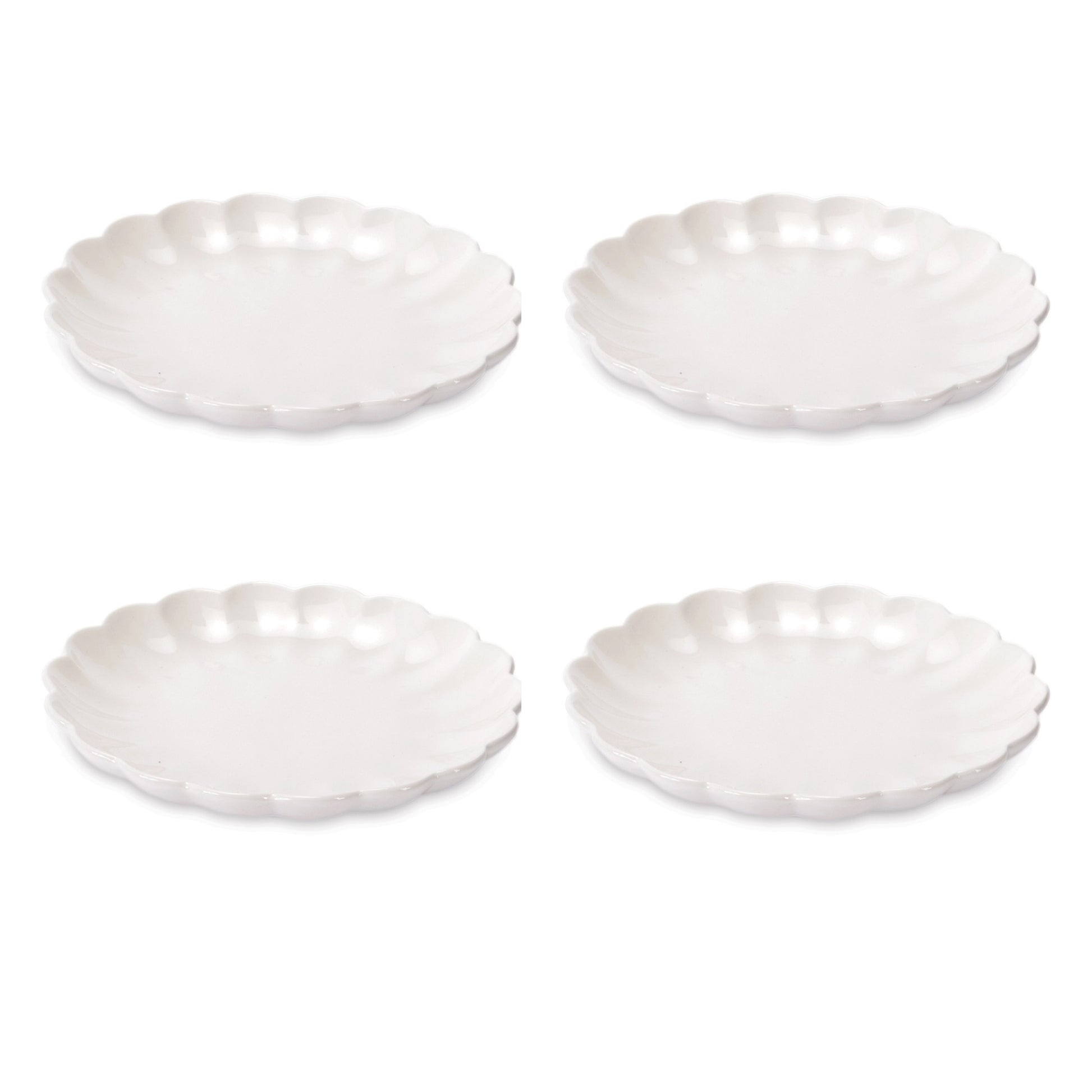 White Scalloped Stoneware Dessert Plate (Set of 4) alternate view 3