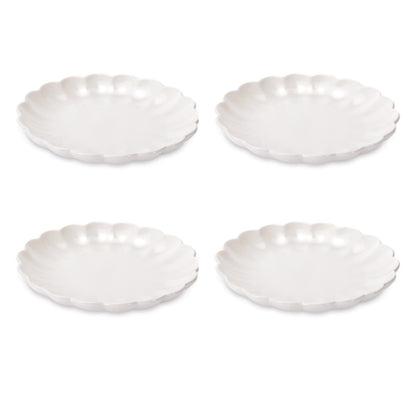 White Scalloped Stoneware Dessert Plate (Set of 4) alternate view 3