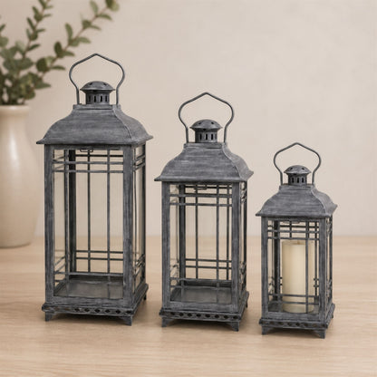 Traditional Grey Metal Lantern (Set of 3) alternate view 2