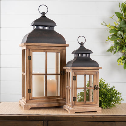 Rustic Wood and Metal Lantern (Set of 2) alternate view 2