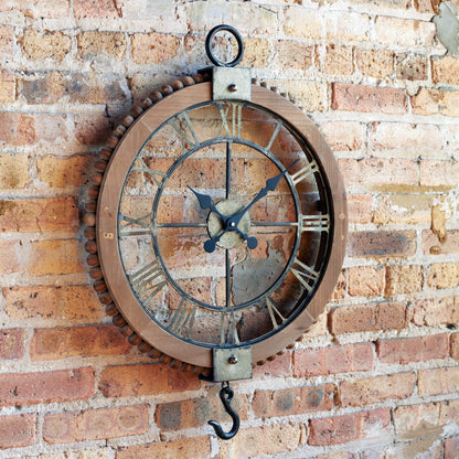 Open Face Industrial Wall Clock w/Hook Accent 22"D alternate view 2