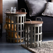 Metal and Wood Side Basket Tables (Set of 2) alternate view 2