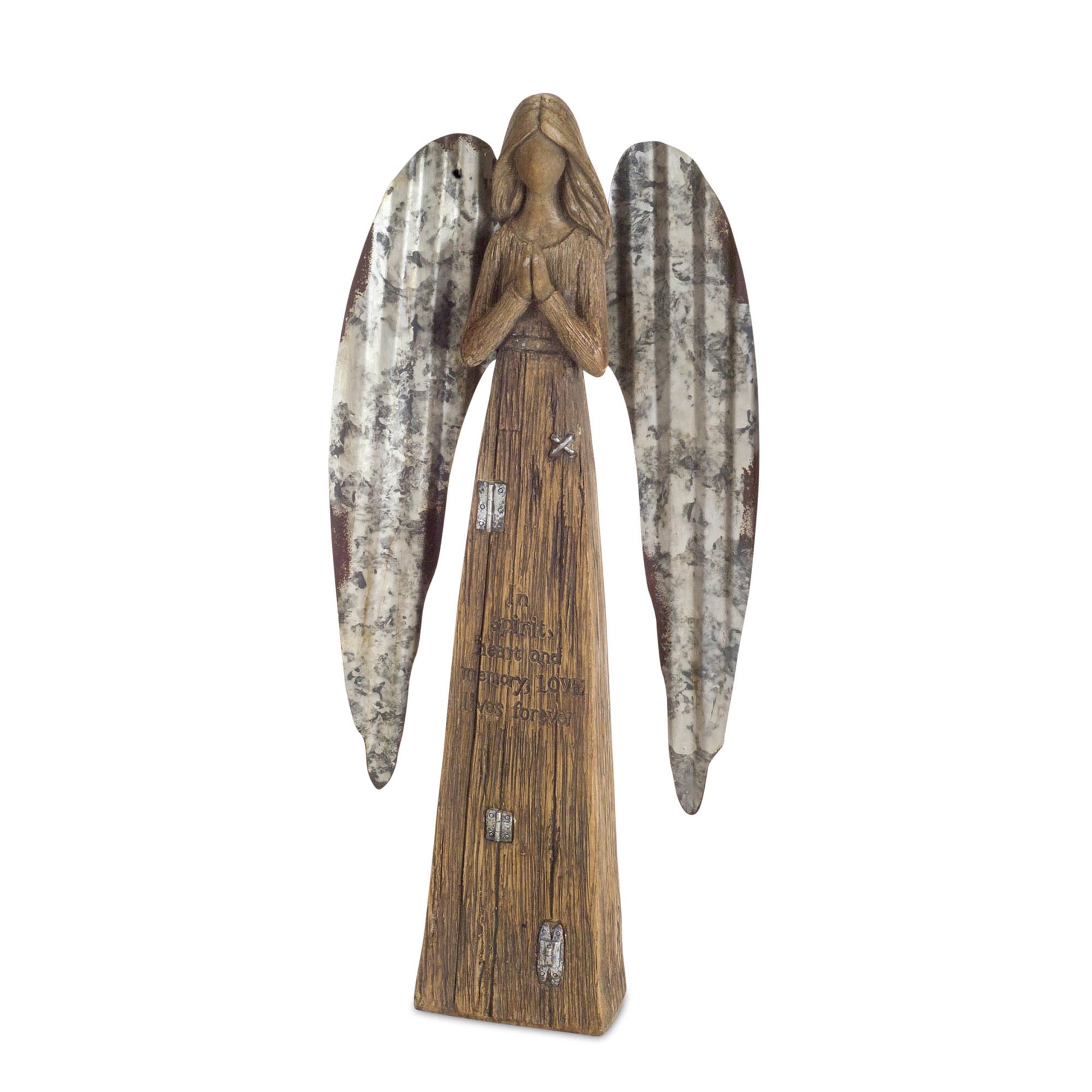 Rustic Wood Sentiment Angel with Galvanized Metal Wings (Set of 2) alternate view 4