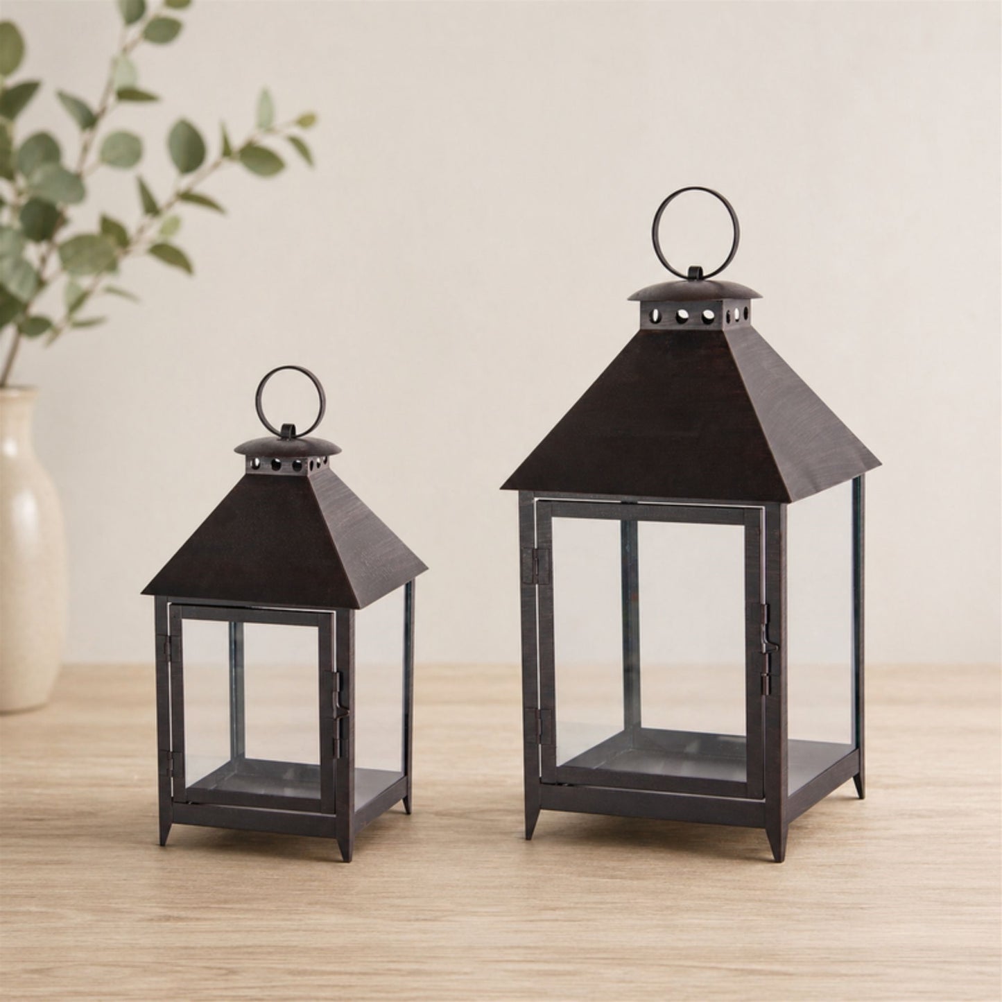 Footed Iron Metal Lantern (Set of 2) alternate view 2