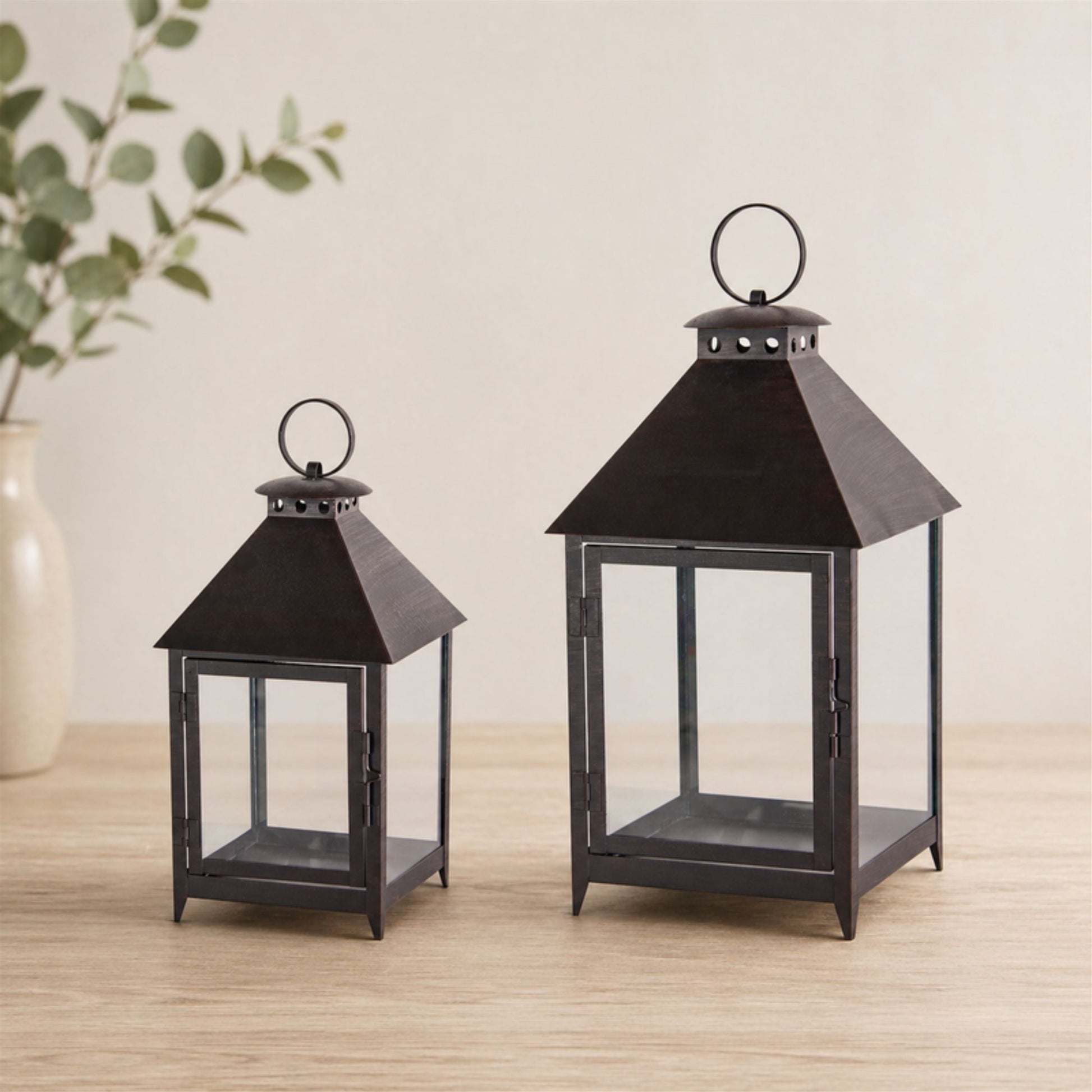 Footed Iron Metal Lantern (Set of 2) alternate view 2