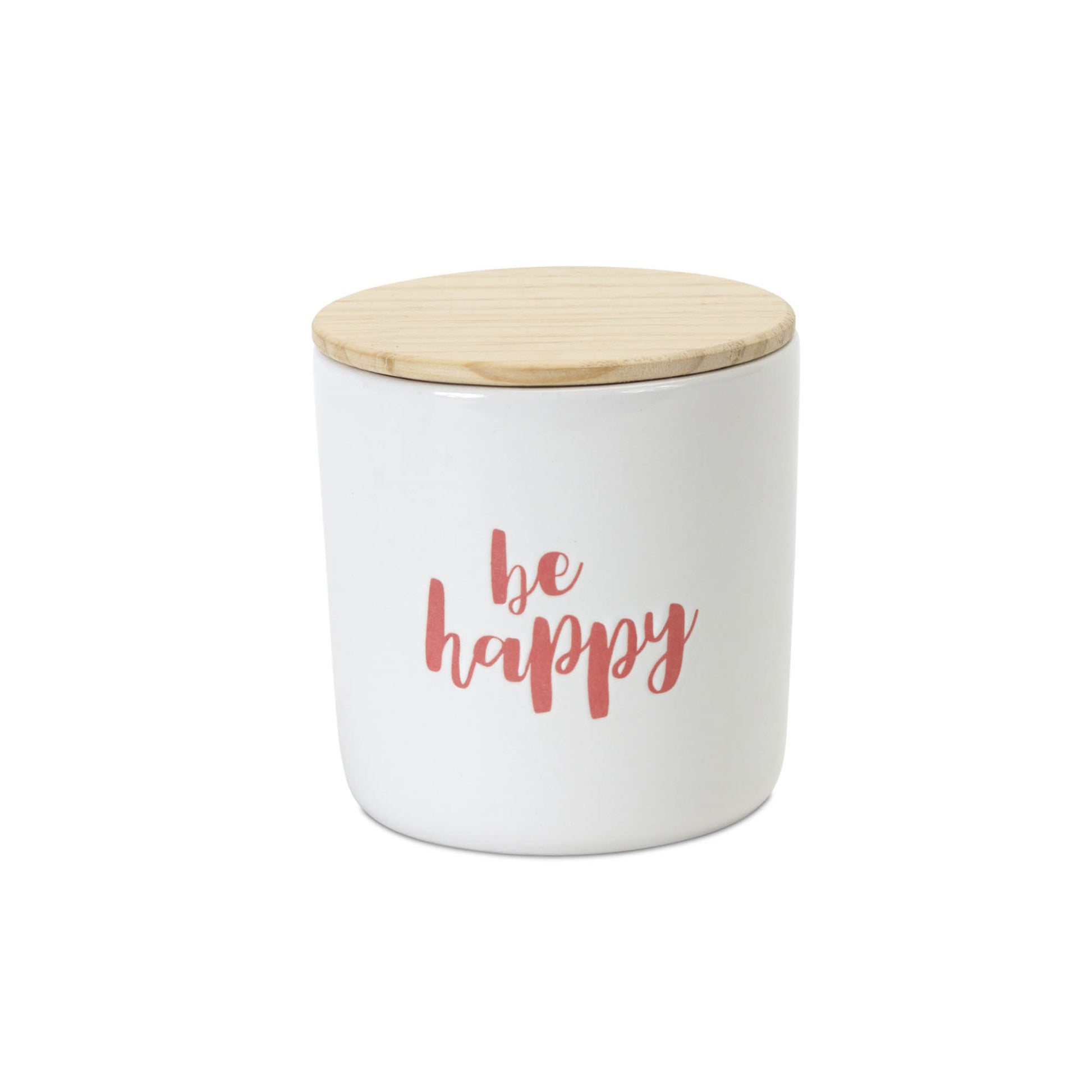 Stoneware Happy Sentiment Canister with Wood Lid (Set of 2) alternate view 2