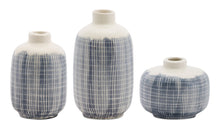 Mini Terra Cotta Bud Vase with Navy Criss Cross Pattern (Set of 6) alternate view 2